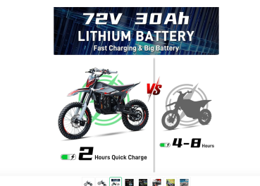 Preview: Nicot Elektro Dirtbike E-Wolf 14"/17" 3000W 72V 30Ah  Spitzenleistung 6500W